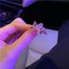 Anel de abertura de borboleta de diamante Mori galvanizado a ouro real, anel elegante e moderno, personalidade simples, anel de dedo retrô para mulheres