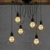 Araña de Hierro Estilo Country Americano con Diseño de Flor para Decoración de Restaurante y Bar, Lámpara Colgante de Arte Creativo para Pasillo