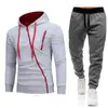 Novo Conjunto de Moletom Esportivo Casual com Zíper para Homens