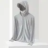 2024 moda quente ao ar livre Roupa de proteção solar de seda gelo masculina e feminina verão proteção UV leve respirável roupa de proteção solar transfronteiriça