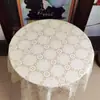 Toalha de Mesa Redonda Impermeável e à Prova de Óleo Sem Lavar Antiescaldante Simples Fresca Plástico PVC Renda Doméstica Mesa Redonda Pequena Bai Shihuai
