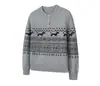 Suéter Henley Fair Isle com Gola para Dachshund Cleanfit para Homens e Mulheres, Solto e Casual, Tricô de Alta Qualidade para o Inverno