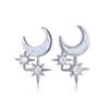 Elle Mosha Transfronteiriço AliExpress Art Style Dourado Platina Azul e Branco Austrália Estrela Lua Personalidade Temperamento Brincos Femininos