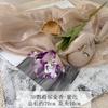 Simulación transfronteriza de flores de alta calidad, tulipán loro 3D, fila de flores de boda, flor falsa, tulipán, hogar, albergue, péndulo