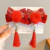 Acessórios de Cabelo Tradicionais de Ano Novo para Meninas, Presilhas de Cabelo com Laço Estilo Chinês Hanfu, Grampos de Cabelo Ano do Bode para Bebês Venda por Atacado
