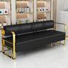 Barbería de Celebridad de Internet Sofá Silla de Espera Salón de Peluquería Luz Especial Lujo Salón de Peluquería Área de Descanso Silla Sofá Larga de Acero Inoxidable