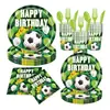 Esportes Quentes Transfronteiriços Desenho Animado Aniversário Infantil Atmosfera de Feriado Padrão de Futebol Suprimentos para Festa Copo de Papel Prato de Papel Louça