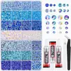 Caja de 24 compartimentos moderna y popular de diamantes de resina jelly de color AB con base plana, empaquetada para arte de uñas DIY, accesorios pequeños, venta al por mayor