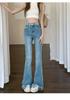 Jeans Micro-Lar com Borla Azul para Mulheres Primavera Nova Cintura Alta plus size menina gordinha Slim-Fit Stretch Emagrecimento Calças de Perna Larga