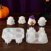 Yeso Aromaterapia Amapola Cuatro Enlaces Versión Q Adorno Fantasma Molde de Silicona Velas de Halloween DIY Molde de Mesa