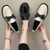 Zapatos Planos de Suela Gruesa jk Uniforme Estudiante Zapatos Pequeños de Cuero para Mujer Estilo Británico 2021 Nuevo Estilo Coreano Versátiles Zapatos Planos con Lazo Tendencia