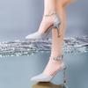 Zapatos de boda con tacón de aguja y estilo diosa, para mujer, con diseño de tacones altos plateados, sandalias de nicho Sense, verano 2024.