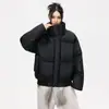 Chaqueta de Algodón con Cuero PU Escarchado Invierno Peso Pesado Cuello Alto Ropa de Abrigo para Hombres y Mujeres Engrosada Cálida Holgada Chaqueta de Cuero y Algodón Casual Chaqueta Acolchada