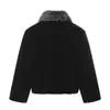 Ropa Vintage 25 Invierno Nuevo Gama Alta Cuello de Piel de Águila de Montaña Chaqueta Estilo Retro Americano Cálido Estilo Viejo Dinero Abrigo de Algodón