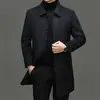 Abrigo de Cachemira Doble Cara para Invierno Abrigo de Lana de Longitud Media para Hombre Forro de Plumas Top Grueso de Lana con Botones