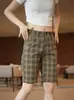 Shorts Casuais Xadrez Escuro Masculino Homem Respirável Verão Novo Estilo Estilo Ocidental Cintura Casual Calça de Cinco Pontos Masculino Roupa Exterior Fina