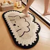 Tapete de Chão para Banheiro de Lama de Diatomáceas com Desenhos Animados, Tapete Absorvente de Secagem Rápida Antiderrapante para Porta de Banheiro, Tapete para Porta de Cozinha Doméstico