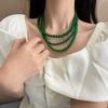 Mostrar branco ~ novo colar de contas verde chinês feminino 2024 nova clavícula cadeia temperamento high-end cadeia de pescoço