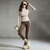 Conjunto Deportivo de Dos Piezas para Pilates y Fitness con Cuello Alto Cintura Ceñida Pantalones de Yoga de Cintura Alta Levanta Glúteos Conjunto para Correr y Entrenamiento