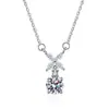 Japón y Corea del Sur venta caliente moissanita cadena clavicular fábrica directa trémolo con collar para mujer pequeño fresco completo diamante joyería simple
