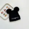 Amazon Aliexpress Ebay Popular Sombrero de Lana Tejido de Otoño e Invierno para Niños Sombrero de Lana Doble Bola Sombrero de Piel Sintética de Zorro
