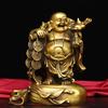 Gu Yunzhai Latão Buda Sorridente de Latão Buda Carregando Saco Buda Saco de Dinheiro Ornamento de Latão Buda Maitreya Estatueta de Cobre para Atrair Riqueza