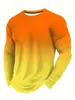 Nueva camiseta informal para hombre de cuello redondo, color liso, manga larga, con estampado digital transfronterizo, top para hombre