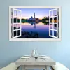 Mezquita comercio exterior más vendido efecto creativo 3D pegatinas de ventana falsa decoración pared sala de estar dormitorio