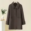 Casaco de Lã Elegante de Comprimento Médio, Dupla Face, Estilo Mãe, Novo Estilo Outono e Inverno 2025, Estilo para Mulheres de Meia-Idade e Idosas