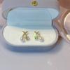 Pendientes de plata s925 con forma de cruz y perlas, estilo nuevo, ligeros, de lujo, elegantes, de alto nivel, para damas famosas, pequeños y exquisitos.
