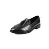 Mocassins de Couro com Franjas Estilo Britânico Muito Literário 2025 Outono Salto Baixo Grosso Sapatos Pequenos de Couro Couro Genuíno Rasos de Boca Profunda para Mulheres