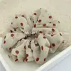 Estilo Coreano Tecido Chiffon de Bolinhas Elástico de Cabelo Intestino Grosso Corda de Cabelo Rabo de Cavalo Temperamento Retrô Flor de Cabelo Corda para Coque Versátil