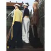 Pantalones Deportivos Rayados Americanos para Hombre 2025 Verano Nuevos de Calle Alta Sueltos con Caída Rectos de Pierna Ancha Casuales Largos
