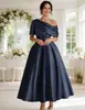 Vestido de Noche de Satén Estilo Europeo y Americano con Diseño de un Hombro Drapeado, Cintura Ceñida, Falda Línea A, Elegante Vestido de Banquete para Brindis de Novia 2026 para Fiestas