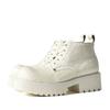 Botas Martin de piel de caballo blanco con personalidad capilar para hombre, botas cortas Derby británicas de cabeza grande con suela gruesa aumentada de 6 cm.