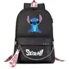 Comercio exterior nueva mochila de dibujos animados Stitch USB Estudiante joven mochila escolar para hombres y mujeres mochila casual de viaje