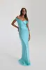 Vestido largo de satén estilo europeo y americano, sin hombros, escote en V, sin hombros, corte ajustado, estilo sirena, color liso, de alta gama, elegante