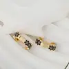 Venta Caliente Transfronteriza Joyería de Moda para Mujer Pendientes de Cobre Chapado en Oro Real Pendientes de Flor de Goteo de Aceite de Moda Aretes de Presión Tendencia al por Mayor