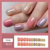 Gradiente Multicor High-End Clareador Curto Quadrado Europeu Transfronteiriço Manicure Usável Removível Unhas Postiças Atacado
