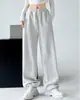 Calça Jogger de Cintura Alta, Solta e de Perna Larga, Nova Calça Esportiva Casual de Primavera e Outono, Calça de Cordão Color Sólida da Moda, Tendência e Versátil