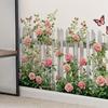 Pegatina de Pared Rosa con Flores Transfronteriza Decoración de Entrada de Sala de Estar Papel Tapiz de PVC Dormitorio Autoadhesiva Decoración del Hogar Pegatina de Pared