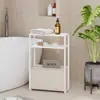 Mesa Auxiliar para Sofá, Estilo Minimalista Moderno con Cesta de Almacenamiento, Arte de Hierro y Madera, Sala de Estar para Espacios Pequeños, Lateral Móvil para Sofá