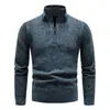 Suéter de comércio exterior com meia zíper camisa masculina casaco espessado forrado com fleece suéter liso suéter plus size