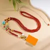 Design Original do Thangka da Vida Passada e Presente Colar Zaki Lamu para Mulheres, Novo Estilo Étnico Chinês Joia de Cinábrio Corrente de Suéter