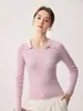 Outono Inverno Novo 100% Caxemira Pura Camisa Polo Feminina Simples para o Dia a Dia Manga Longa Suéter de Tricô Slim Fit Camada Base