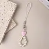 Correa de teléfono linda con forma de corazón de perlas estilo coreano, memoria USB, colgante para llave de coche, accesorio para funda de auriculares AirPods