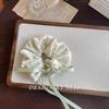Nuevo Scrunchie Floral Fresco Verde Pasta de Frijol Primavera y Verano Cinta de Lazo Algodón Puro Liga para el Cabello para Niña Accesorio para el Cabello para Mujer