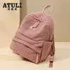 Fornecimento Transfronteiriço 2025 Novo Modelo Mochila Estudante Casual Mochila de Veludo Cotele Grande Capacidade Moda Estilo Coreano Simples Mochila de Viagem