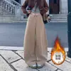 Pantalones de Chándal Gruesos de Pierna Ancha Forrados de Polar Otoño e Invierno Nuevo Estilo Coreano Sueltos Casuales de Cintura Alta con Caída Versátiles Cómodos Deportivos
