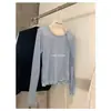 Camiseta de Nuevo Diseño Primavera/Verano 2026 con Borde Fruncido, Manga Larga, Delgada, Cómoda, Transpirable, Top Sencillo para Mujer